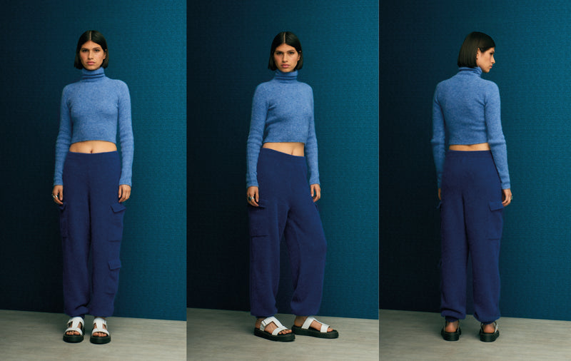 BRIGITTE T NECK BLUE SWEATER